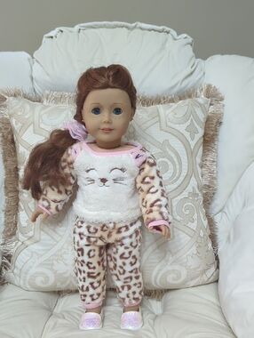 American Girl Doll In Plush Leopard Sleep Outfit for 18" Dolls - Pink & Cream